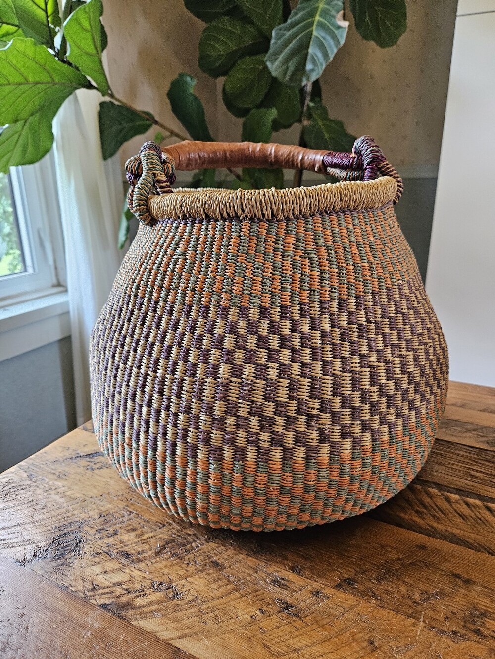 Handwoven Kettle Basket w/ handle